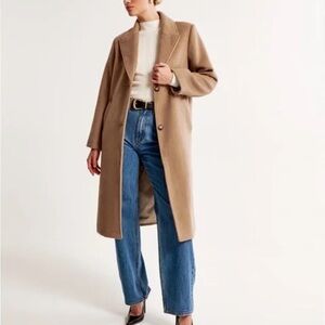 Abercrombie Tailored Topcoat Camel Brown Wool Coat
